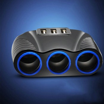 2018 Car Cigarette Lighter with two usb car charger 3 Way Car Accessories Power Adapter Charger 12-24V Switch Socket Splitter
