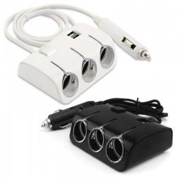 3 Ways 120W Universal Car Cigarette Lighter Sockets Splitter Power Adapter Dual USB Charger 3.1A Output  For All Phone And IPad