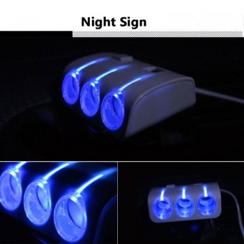 3 Ways 120W Universal Car Cigarette Lighter Sockets Splitter Power Adapter Dual USB Charger 3.1A Output  For All Phone And IPad