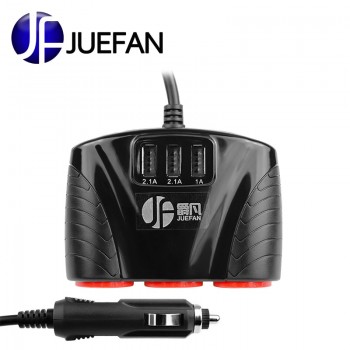 car cigarette lighter with 3 USB+3 port with 3.1A Car Splitter Cigar Lighter Hub Power Adapter DC 12V-24V for  GPS DVR or Ayfon