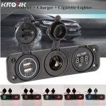 1PCS 12V Car Cigarette Lighter Socket With LED 12V Dual Socket USB Adapter Charger With Car Cigarette Light Voltmeter