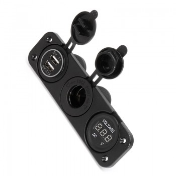 1PCS 12V Car Cigarette Lighter Socket With LED 12V Dual Socket USB Adapter Charger With Car Cigarette Light Voltmeter