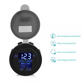 Onever Motorcycle USB Waterproof DC 12V Dual USB Car Charger Adapter Socket Adapter 5v 2.1A 1A for Boat Auto Iphone Huawei