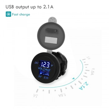 Onever Motorcycle USB Waterproof DC 12V Dual USB Car Charger Adapter Socket Adapter 5v 2.1A 1A for Boat Auto Iphone Huawei