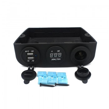 Universal 12-24V Car Auto Boat Caravan Cigarette Lighter Socket amp; Dual USB Power Adapter Charger amp; LED Digital Voltmeter Combo
