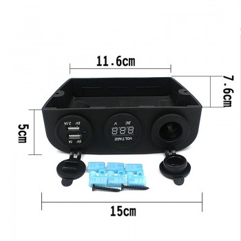 Universal 12-24V Car Auto Boat Caravan Cigarette Lighter Socket amp; Dual USB Power Adapter Charger amp; LED Digital Voltmeter Combo