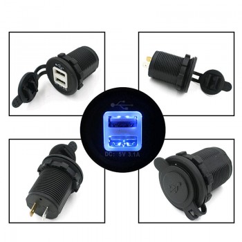 Universal 12-24V Car Auto Boat Caravan Cigarette Lighter Socket amp; Dual USB Power Adapter Charger amp; LED Digital Voltmeter Combo