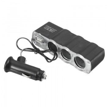 Car Cigarette Lighter Plug 3 Way Charger USB Triple Socket Splitter 12/24V Car Socket Adapter Car Styling