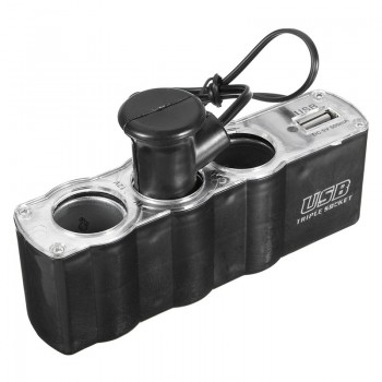Car Cigarette Lighter Plug 3 Way Charger USB Triple Socket Splitter 12/24V Car Socket Adapter Car Styling