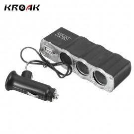Car Cigarette Lighter Plug 3 Way Charger USB Triple Socket Splitter 12/24V Car Socket Adapter Car Styling