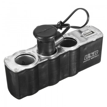 Car Cigarette Lighter Plug 3 Way Charger USB Triple Socket Splitter 12/24V Car Socket Adapter Car Styling