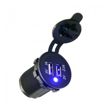 12V-24V USB Charger For Motorcycle Truck Boat Dual USB Socket Charger Power Adapter Outlet Power Cigarette Lighter Car Auto