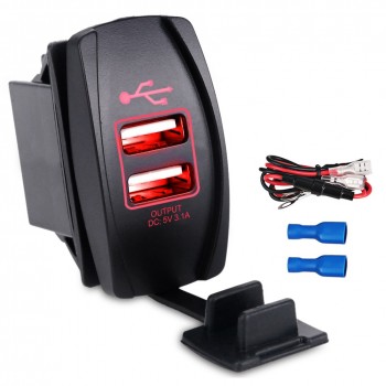 Urbanroad DC 12-24V Dual USB Port Car Charger Cigarette Lighter Socket Power Adapter Splitter 5V 3.1A For IPhone 6 6S 7 Samsung