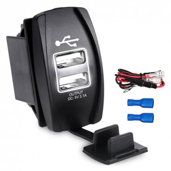 Urbanroad DC 12-24V Dual USB Port Car Charger Cigarette Lighter Socket Power Adapter Splitter 5V 3.1A For IPhone 6 6S 7 Samsung
