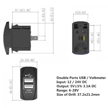 12/24V Dual USB Socket Car Charger Power Adapter 3.1A 5V Output With LED Light For All Phone For Toyota/Skoda/VW/Audi