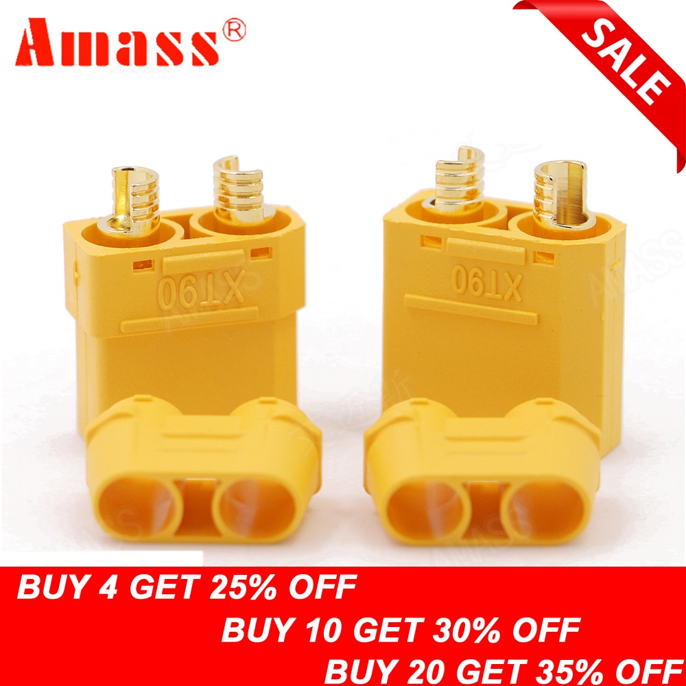4pcs/lot Amass XT90 Battery Connector Set 4.5mm Male Female Gold Plated Banana Plug (2 pair)