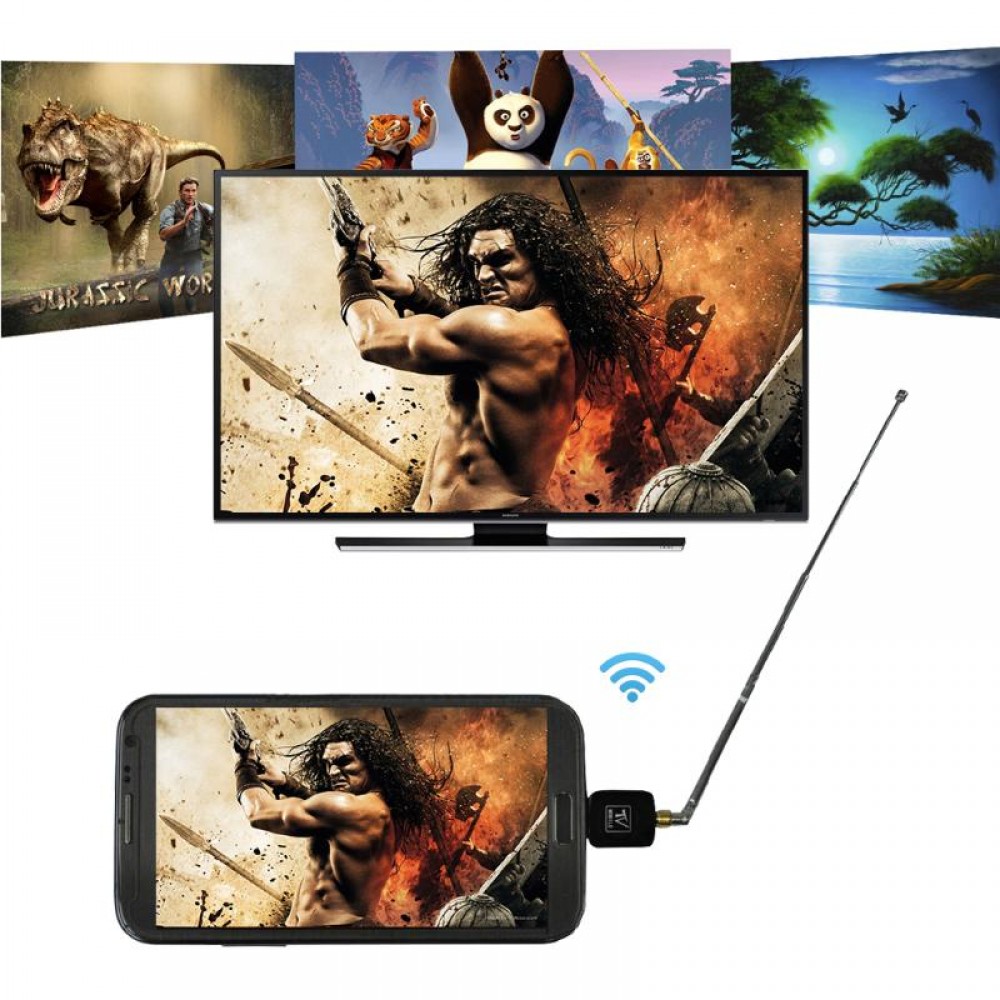 1Pcs Black Mini Micro USB 2.0 DVB-T Digital TV Tuner Receiver For Android Phone Tablet PC Car Electronics Accessories