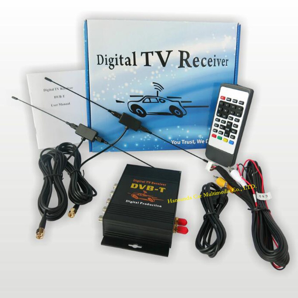 DVB-T2 HD TV Box For Our Car DVD Player with two antennas good signal high quality reception