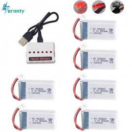 3.7V 800mAh 25c Lipo Battery and USB Charger for Syma X5C X5SC X5SW TK M68 CX-30 K60 V931 RC Quadcopter Drone Spare Part 902540