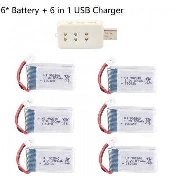 3.7V 800mAh 25c Lipo Battery and USB Charger for Syma X5C X5SC X5SW TK M68 CX-30 K60 V931 RC Quadcopter Drone Spare Part 902540