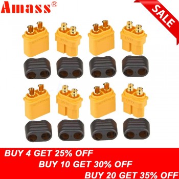 10 x Amass XT60+ Plug Connector With Sheath Housing 5 Male 5 Female (5 Pair )