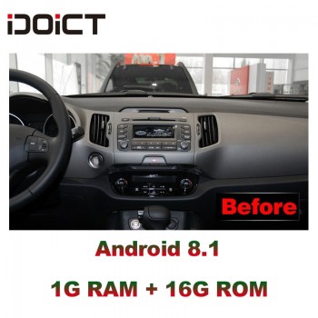 IDOICT  Android 8.1 Car DVD Player GPS Navigation Multimedia For KIA Sportage R radio 2010-2017 car stereo bluetooth
