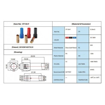 1 pair XT150 AMASS Connector Adapter 6mm Male/Female Plug High Rated Amps For RC LiPo Battery 20%Off