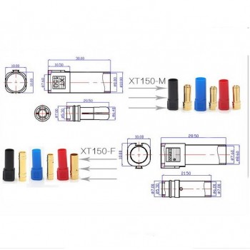 1 pair XT150 AMASS Connector Adapter 6mm Male/Female Plug High Rated Amps For RC LiPo Battery 20%Off