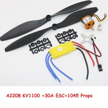 A2212 1000KV 2200KV A2208 Brushless Outrunner Motor +30A ESC+1045 Propeller(1 pair) Quad-Rotor Set for RC Aircraft Multicopter