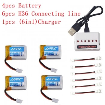 JJRC H36 (6 in 1) Charger sets 3.7V 150mAh 30c For Eachine E010 E011 E012 E013 F36 H36 RC Quadcopter Parts 3.7v H36 Lipo Battery