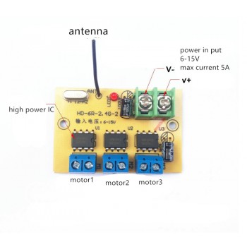 6CH high-power 2.4G 50 meter remote control transmit and receiver Radio system  car model ship DIY 6-15v 9v 12v