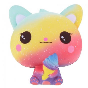 New Galaxy Ice Cream Cat Kitty Squishy Slow Rising Cute Jumbo Strap Soft Squeeze Scented Bread Cake Toy Gift Kid Fun 11*11*7CM