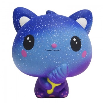 New Galaxy Ice Cream Cat Kitty Squishy Slow Rising Cute Jumbo Strap Soft Squeeze Scented Bread Cake Toy Gift Kid Fun 11*11*7CM