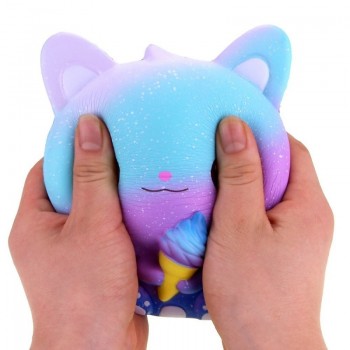 New Galaxy Ice Cream Cat Kitty Squishy Slow Rising Cute Jumbo Strap Soft Squeeze Scented Bread Cake Toy Gift Kid Fun 11*11*7CM
