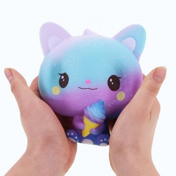 New Galaxy Ice Cream Cat Kitty Squishy Slow Rising Cute Jumbo Strap Soft Squeeze Scented Bread Cake Toy Gift Kid Fun 11*11*7CM