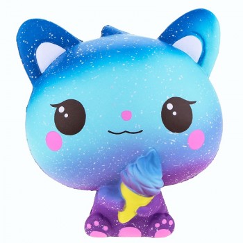 New Galaxy Ice Cream Cat Kitty Squishy Slow Rising Cute Jumbo Strap Soft Squeeze Scented Bread Cake Toy Gift Kid Fun 11*11*7CM