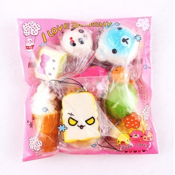 10pcs/set mini food bread squishy slow rising jumbo lanyard Squishy Slow Rising squeeze lanyard for keys groot phone strap