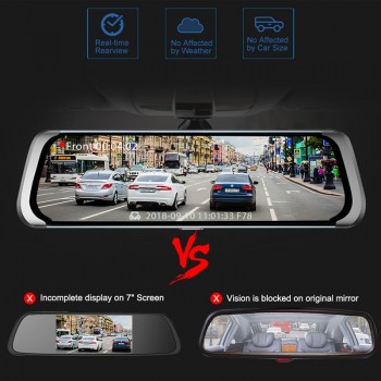 AWESAFE 10 Inch Touch Screen Full HD 1080P Car Dvr Stream RearView Mirror Dash Camera Dual Lens Recording Car Recorder dash cam