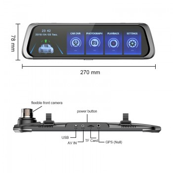 AWESAFE 10 Inch Touch Screen Full HD 1080P Car Dvr Stream RearView Mirror Dash Camera Dual Lens Recording Car Recorder dash cam