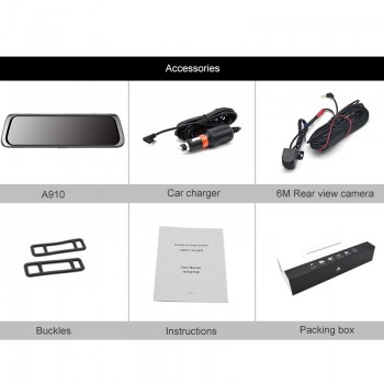 AWESAFE 10 Inch Touch Screen Full HD 1080P Car Dvr Stream RearView Mirror Dash Camera Dual Lens Recording Car Recorder dash cam