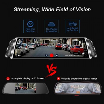 Junsun 10 Car Stream Rearview Mirror Dash Camera 1080P Night Vision Car DVR Dash Cam Registrar Recorder Mirror GPS Tracker