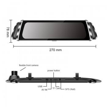 Junsun 10 Car Stream Rearview Mirror Dash Camera 1080P Night Vision Car DVR Dash Cam Registrar Recorder Mirror GPS Tracker