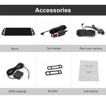 Junsun 10 Car Stream Rearview Mirror Dash Camera 1080P Night Vision Car DVR Dash Cam Registrar Recorder Mirror GPS Tracker
