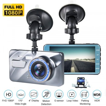 Dash Cam New Dual Lens Car DVR Camera Full HD 1080P 4 IPS Front+Rear 2.5D Mirror Night Vision Video Recorder Parking Monitor