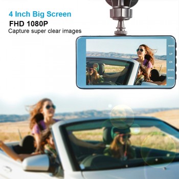 Dash Cam New Dual Lens Car DVR Camera Full HD 1080P 4 IPS Front+Rear 2.5D Mirror Night Vision Video Recorder Parking Monitor