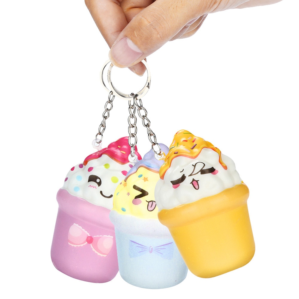 Squishies Kawaii Ice Cream Slow Rising Cream Scented Stress Relief Toys squishy Cartoon squish toys squeeze lanyard for keys ye3
