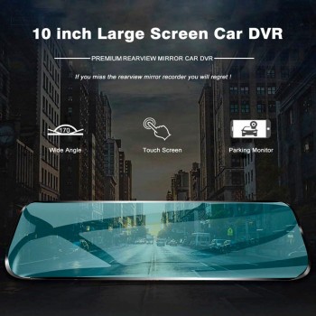 TAVIN 10 inch Touch Screen Car DVR Rear View Mirror Dash cam Full HD Front Car Camera + 1080P Back Cam Dual Lens Video Recorder