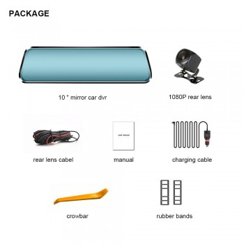 TAVIN 10 inch Touch Screen Car DVR Rear View Mirror Dash cam Full HD Front Car Camera + 1080P Back Cam Dual Lens Video Recorder