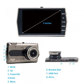 HGDO 4.0 IPS Car DVR Camera Dual Lens Dash Cam FHD 1080P with Rear view Auto Registrator Digital Video Recorder Camcorder