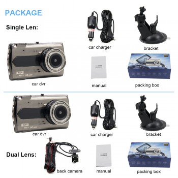 HGDO 4.0 IPS Car DVR Camera Dual Lens Dash Cam FHD 1080P with Rear view Auto Registrator Digital Video Recorder Camcorder